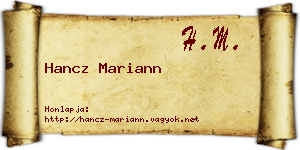 Hancz Mariann névjegykártya